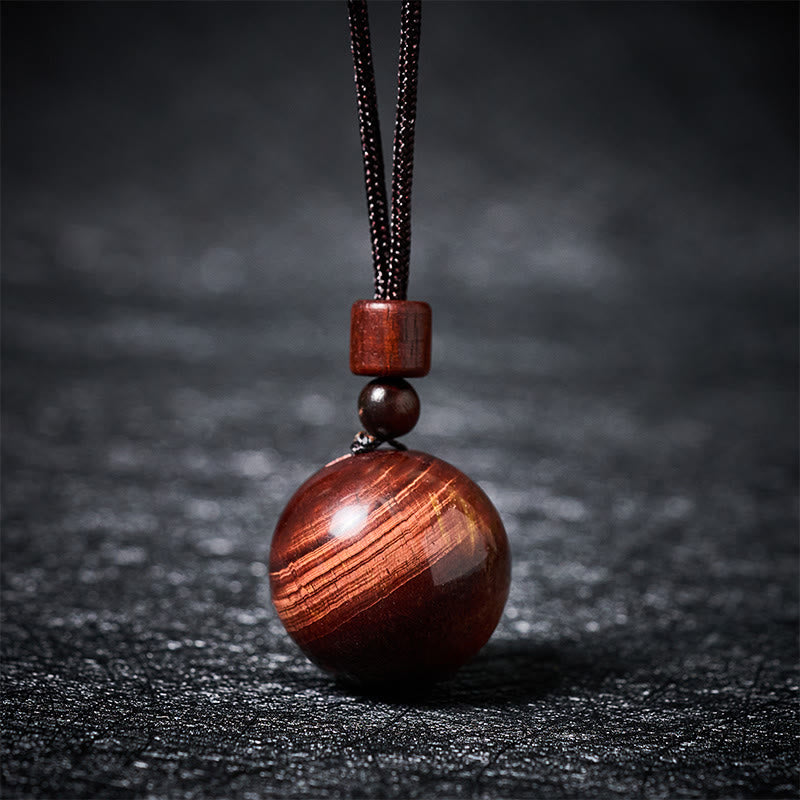 Buddha Stones Collar con colgante de protección de cuarzo ahumado, ojo de tigre y cristal blanco y rosa - Ojo de tigre rojo - image 29