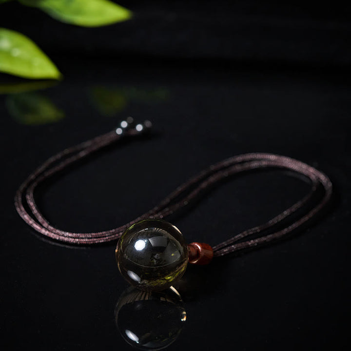 Buddha Stones Collar con colgante de protección de cuarzo ahumado, ojo de tigre y cristal blanco y rosa - image 35