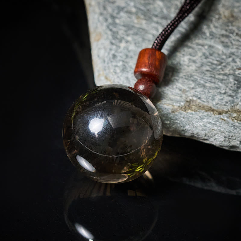 Buddha Stones Collar con colgante de protección de cuarzo ahumado, ojo de tigre y cristal blanco y rosa - image 34