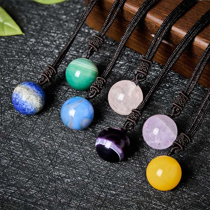 Buddha Stones Amatista, ágata amarilla, varios ágatas, cristal rosa, lazurita, lapislázuli, colgante de collar de equilibrio - image 27