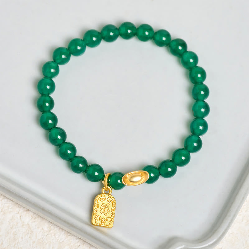 Buddha Stones con lingote de ágata verde y carácter Fu para la relajación y la esperanza - image 3