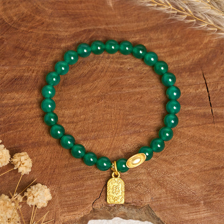 Buddha Stones con lingote de ágata verde y carácter Fu para la relajación y la esperanza - image 2