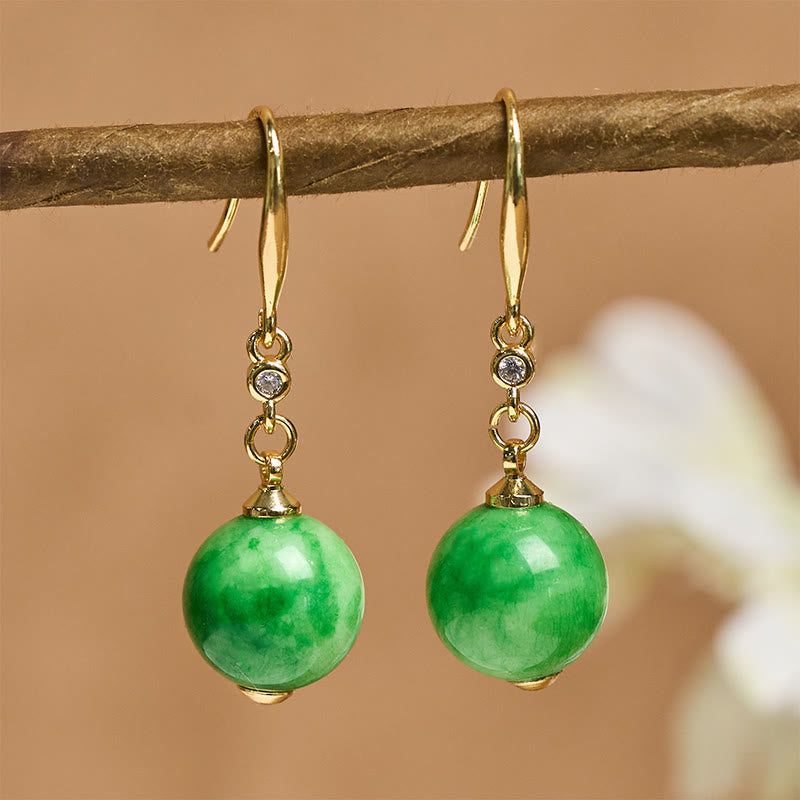 Buddha Stones Pendientes de plata de ley 925 con calcedonia verde y fuerza y ​​coraje - image 2