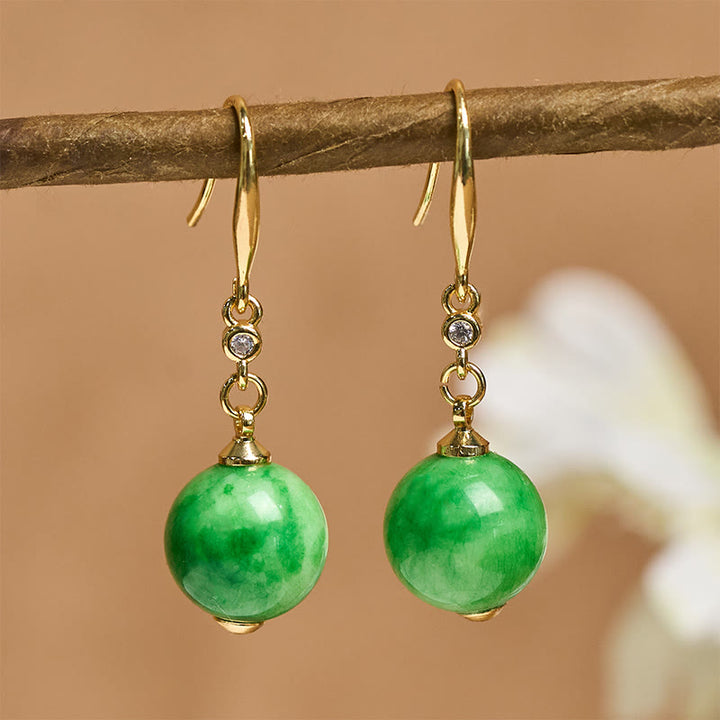 Buddha Stones Pendientes de plata de ley 925 con calcedonia verde y fuerza y ​​coraje - image 2