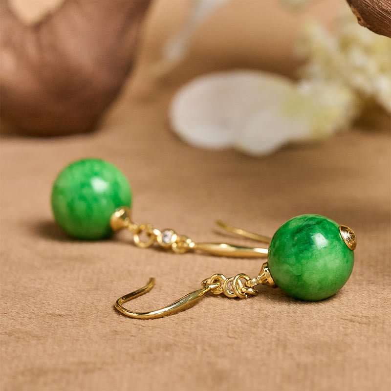 Buddha Stones Pendientes de plata de ley 925 con calcedonia verde y fuerza y ​​coraje - image 4