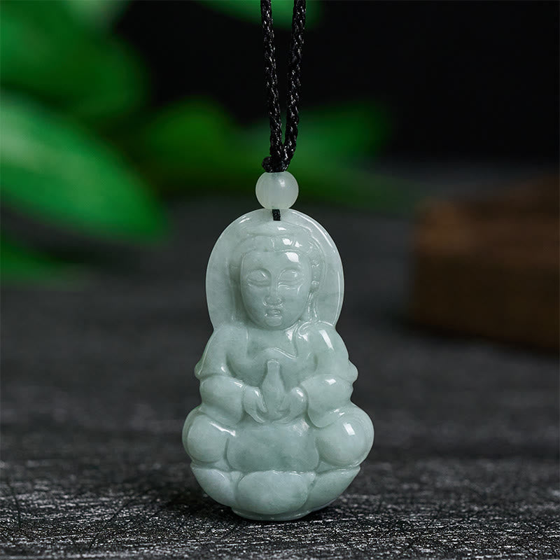 Buddha Stones Colgante de collar de armonía Jade Kwan Yin Avalokitesvara - Jade Avalokitesvara - image 0