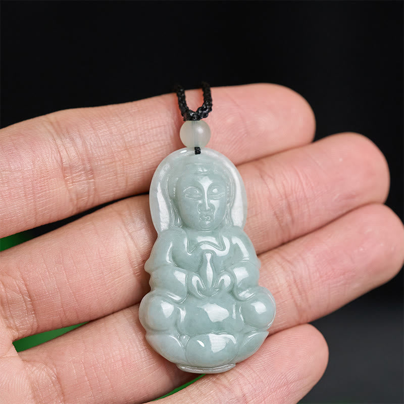 Buddha Stones Colgante de collar de armonía Jade Kwan Yin Avalokitesvara - image 3