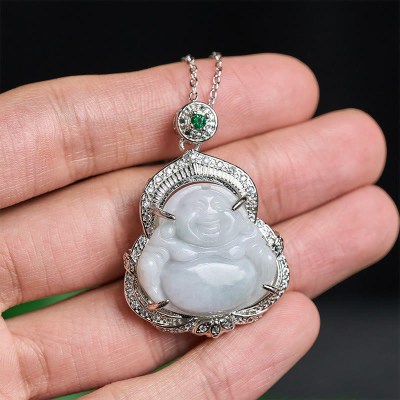 Buddha Stones Colgante de jade con forma de Buda sonriente y abundancia - image 3