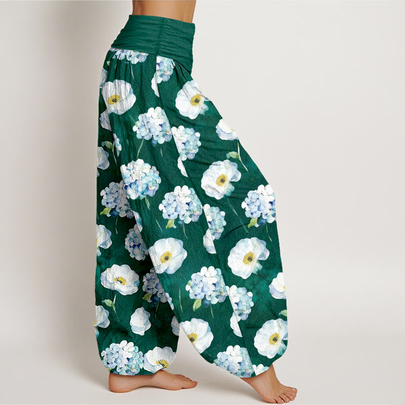 Buddha Stones Pantalones harén de algodón con cintura elástica y estampado floral para mujer - image 2