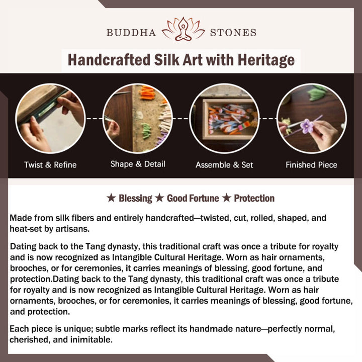 Buddha Stones Horquilla de madera de ébano con diseño de flor de terciopelo y calma - image 5