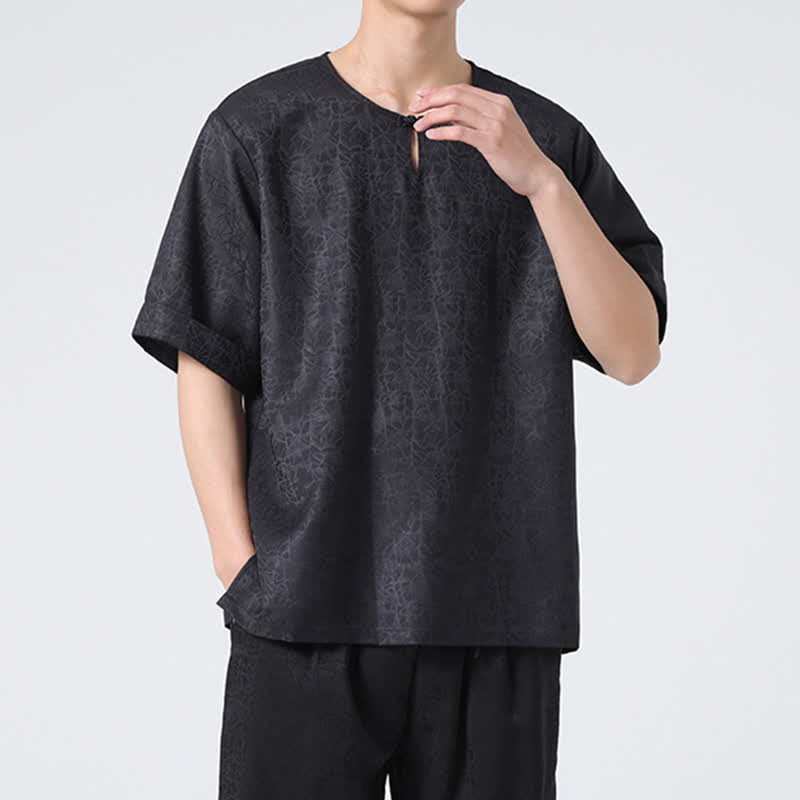 Buddha Stones Camiseta de manga corta para hombre con estampado de nubes auspiciosas y craqueladas retro de verano - image 31