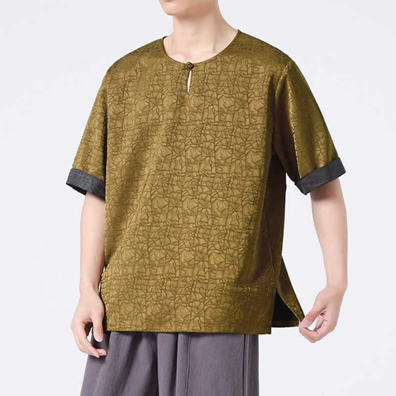 Buddha Stones Camiseta de manga corta para hombre con estampado de nubes auspiciosas y craqueladas retro de verano - image 3