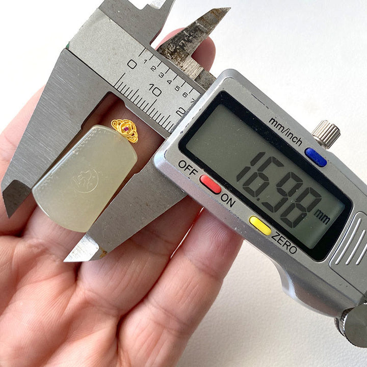 Buddha Stones Colgante de jade hetiano con símbolo Om y prosperidad en plata de ley 925 - image 3