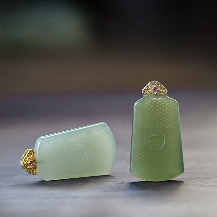 Buddha Stones Colgante de jade hetiano con símbolo Om y prosperidad en plata de ley 925 - image 10