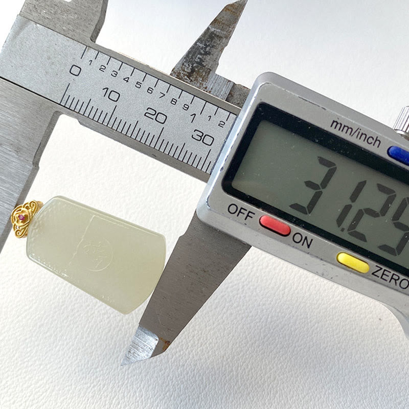 Buddha Stones Colgante de jade hetiano con símbolo Om y prosperidad en plata de ley 925 - image 4