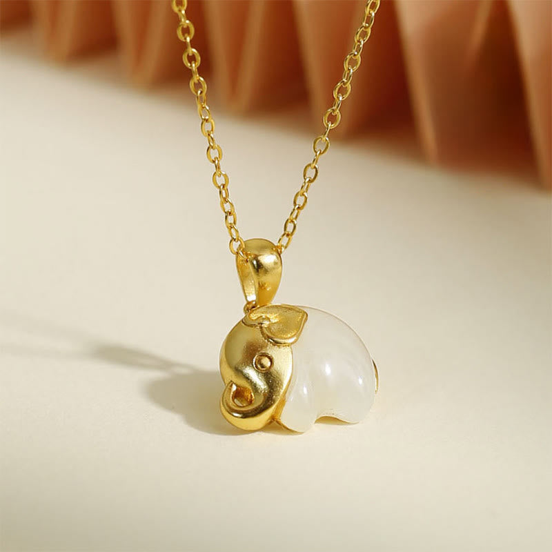 Buddha Stones Colgante de plata de ley 925 con forma de elefante de jade hetiano - image 1