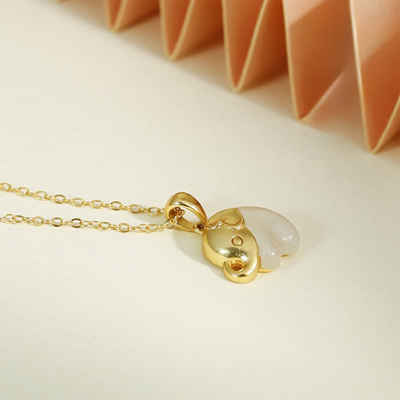 Buddha Stones Colgante de plata de ley 925 con forma de elefante de jade hetiano - image 2