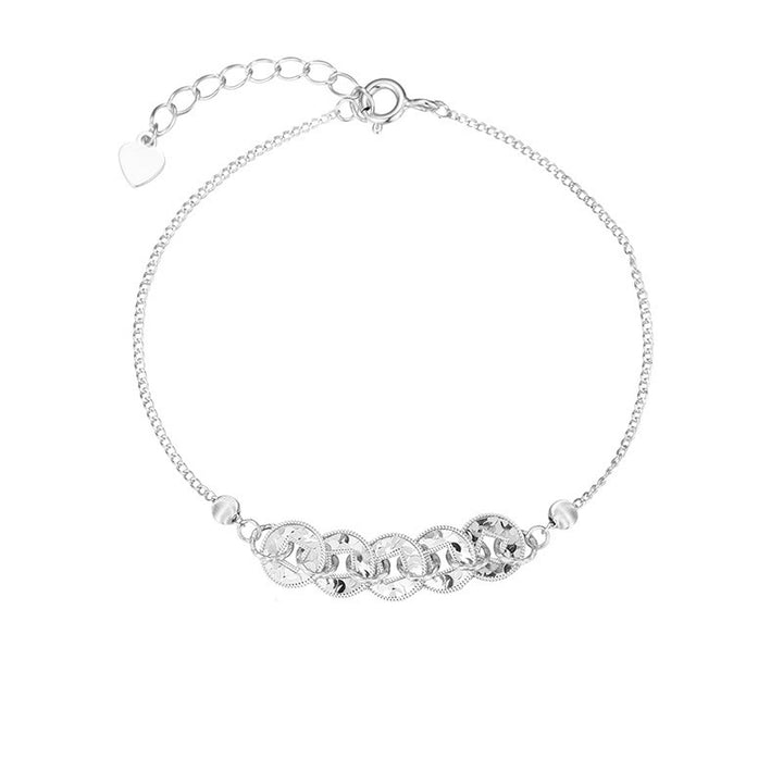 Buddha Stones Anillo de protección con cinco monedas imperiales de plata de ley 925, pulsera, collar y colgante. - Pulsera plateada (circunferencia de la muñeca: 14-18 cm) - image 11