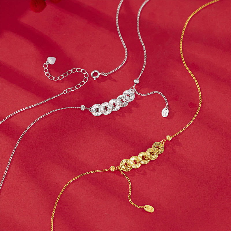 Buddha Stones Anillo de protección con cinco monedas imperiales de plata de ley 925, pulsera, collar y colgante. - image 7