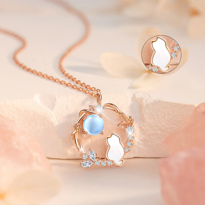 Buddha Stones Pendientes, pulsera, collar y colgante de plata de ley 925 con diseño de gato y flor bendecida. - image 12