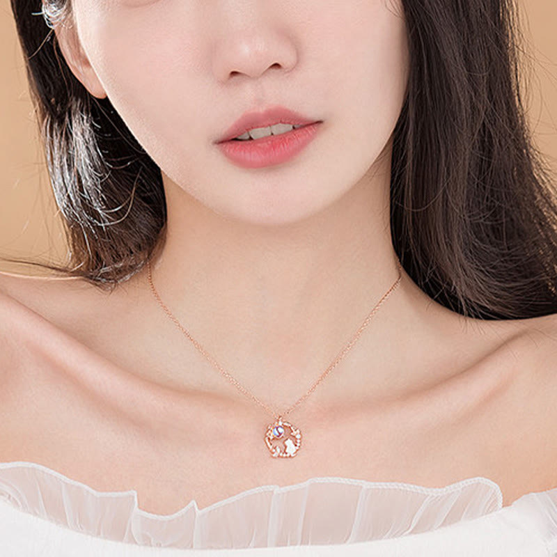 Buddha Stones Pendientes, pulsera, collar y colgante de plata de ley 925 con diseño de gato y flor bendecida. - image 10