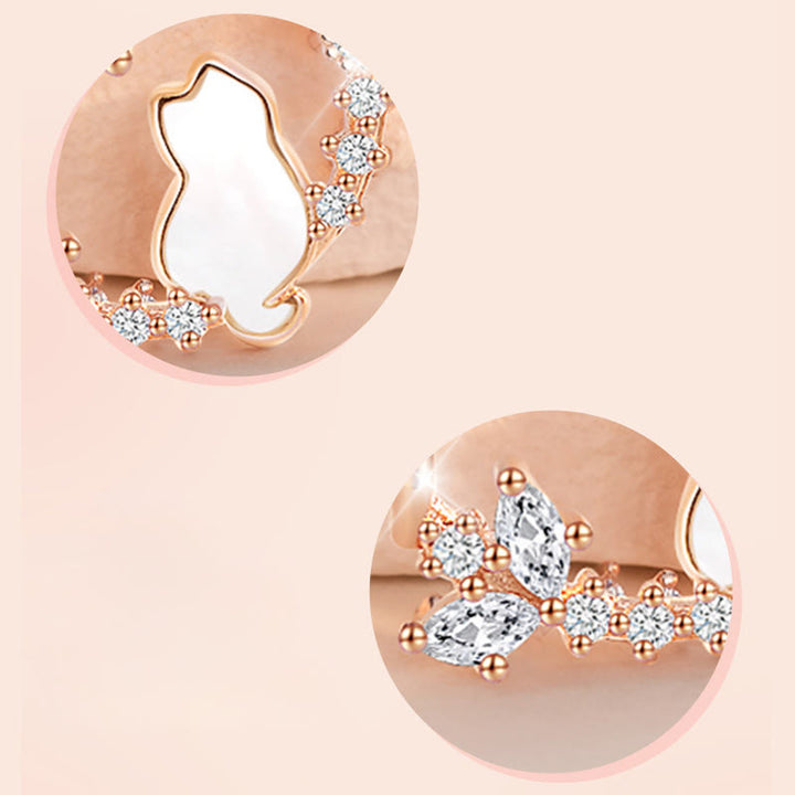 Buddha Stones Pendientes, pulsera, collar y colgante de plata de ley 925 con diseño de gato y flor bendecida. - image 16