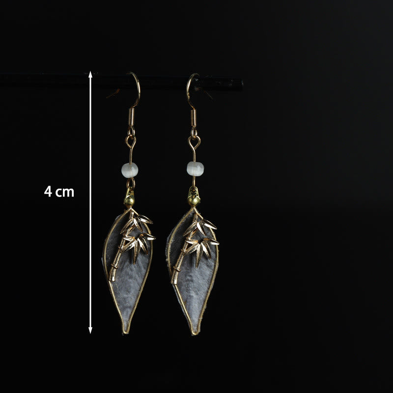Buddha Stones Pendientes colgantes con diseño de bambú y seda artesanal con gancho de cobre para proteger la suerte. - image 3
