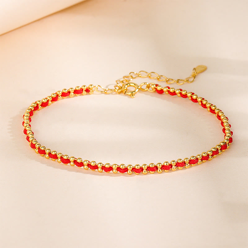 Buddha Stones Pulsera de plata de ley 925 que aleja los malos espíritus - Cadena dorada (circunferencia de la muñeca: 13-18 cm) - image 0