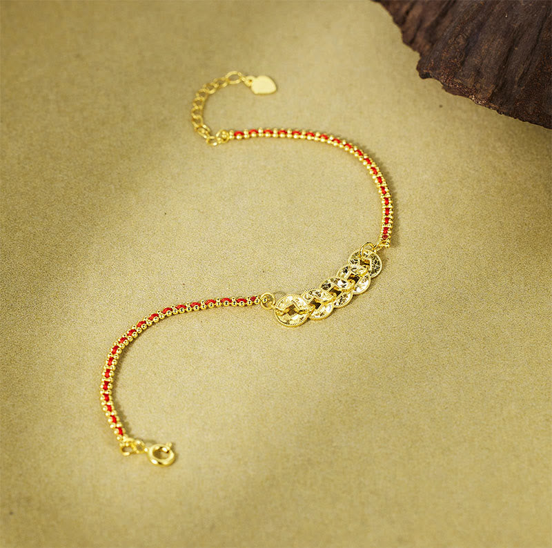 Buddha Stones Pulsera de equilibrio de hilo rojo con cinco monedas imperiales en plata de ley 925 - image 4