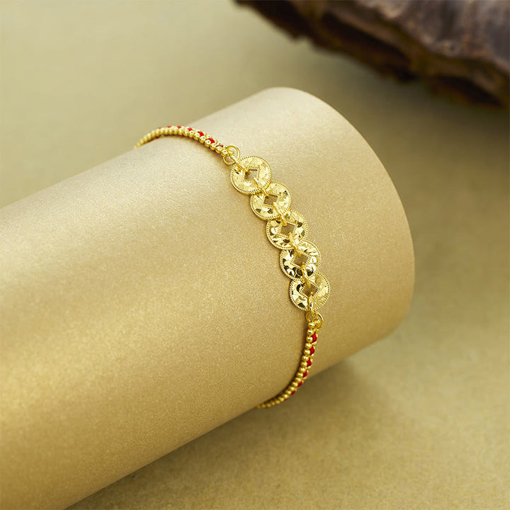 Buddha Stones Pulsera de equilibrio de hilo rojo con cinco monedas imperiales en plata de ley 925 - image 3