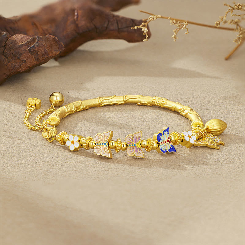 Buddha Stones Pulsera de equilibrio con flor de mariposa en plata de ley 925 - image 2