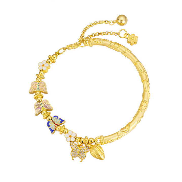 Buddha Stones Pulsera de equilibrio con flor de mariposa en plata de ley 925 - image 3