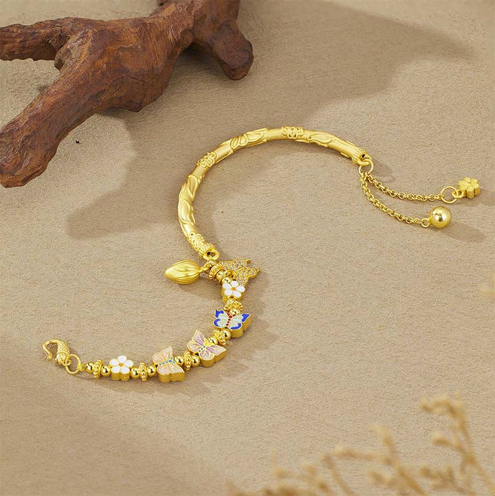 Buddha Stones Pulsera de equilibrio con flor de mariposa en plata de ley 925 - image 4