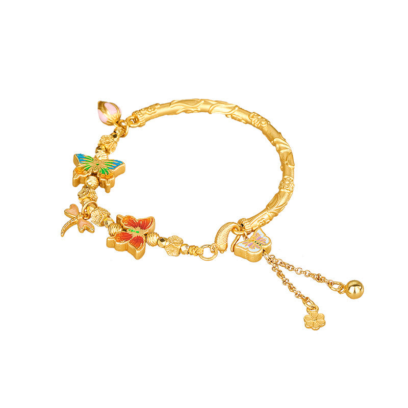 Buddha Stones Pulsera protectora de plata de ley 925 con flor de mariposa - image 8