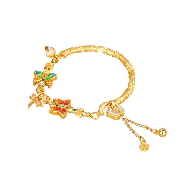 Buddha Stones Pulsera protectora de plata de ley 925 con flor de mariposa - image 8