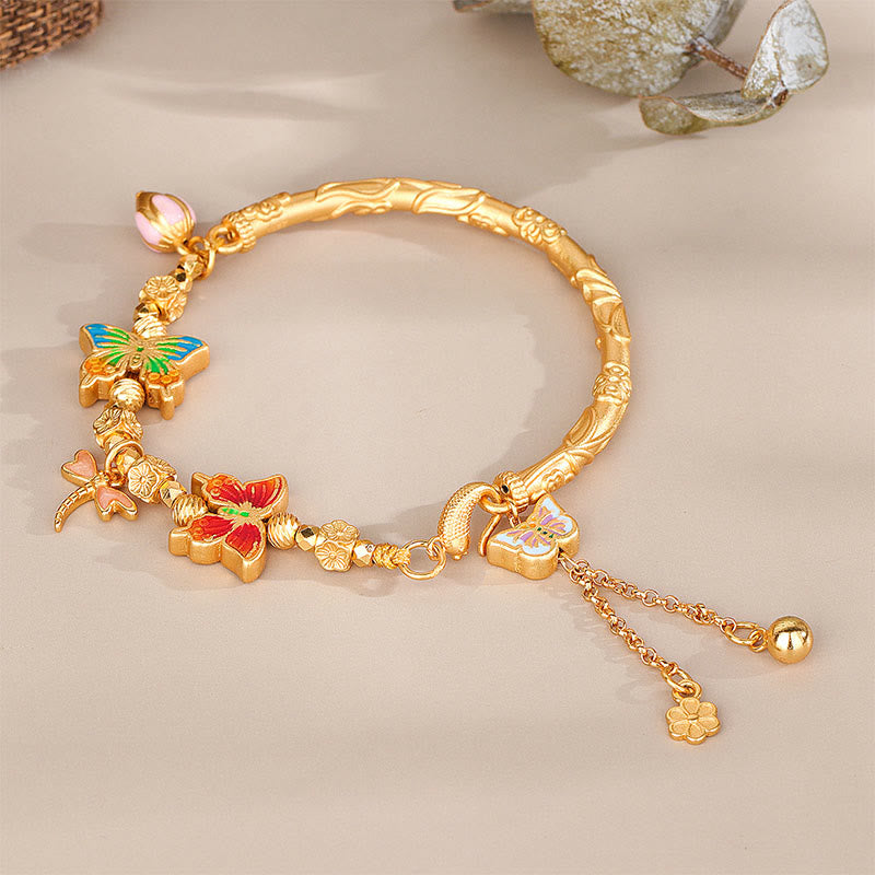 Buddha Stones Pulsera protectora de plata de ley 925 con flor de mariposa - image 2