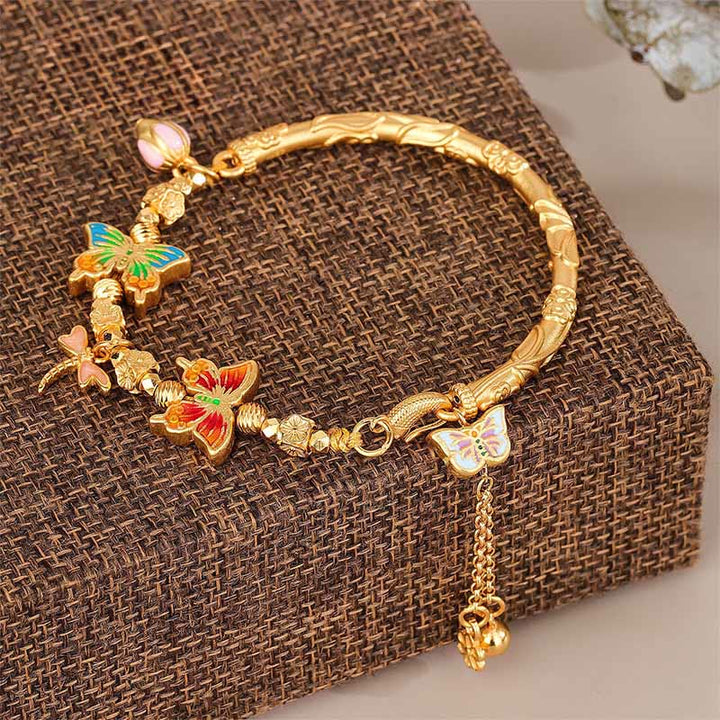 Buddha Stones Pulsera protectora de plata de ley 925 con flor de mariposa - Plata de ley 925 (circunferencia de la muñeca: 15-16 cm) - image 0