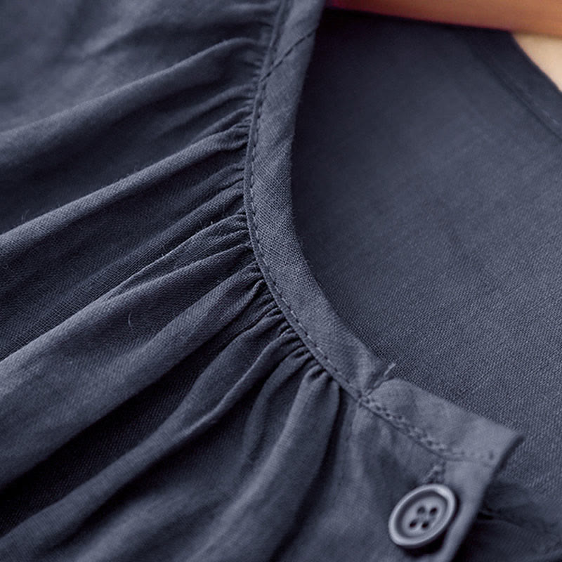 Camisa de mujer con cuello redondo, botones y manga tres cuartos, diseño de Buddha Stones - image 3