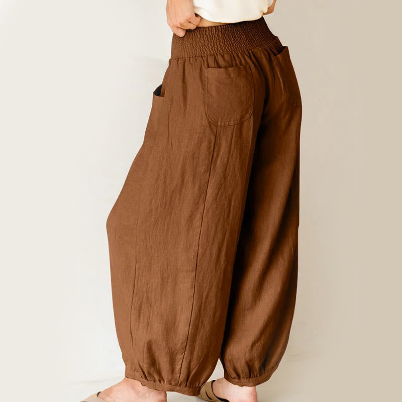 Pantalones harén para mujer con bolsillos y diseño de Buddha Stones en color liso - image 8