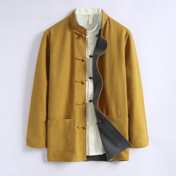 Chaqueta reversible de manga larga para hombre con botones de rana, estilo chino, con Buddha Stones de primavera. - image 1