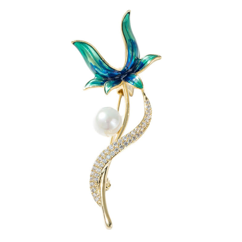 Buddha Stones Broche de cobre con optimismo y perla de flor de magnolia - image 5