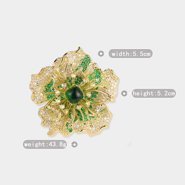 Buddha Stones Broche de cobre con flor de peonía y prosperidad - image 11