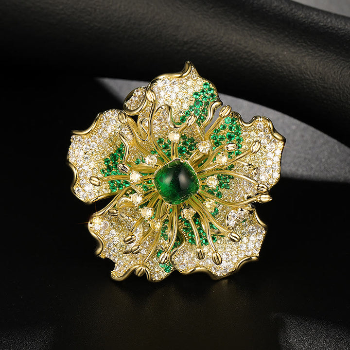 Buddha Stones Broche de cobre con flor de peonía y prosperidad - Peonía verde - image 8