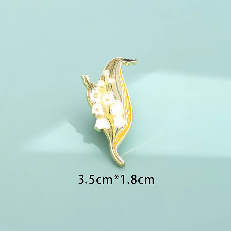 Buddha Stones Broche pequeño de cobre con forma de nomeolvides, amapola, lirio de los valles, hortensia y altramuz - Lirio del valle 1,8 x 3,5 cm - image 11