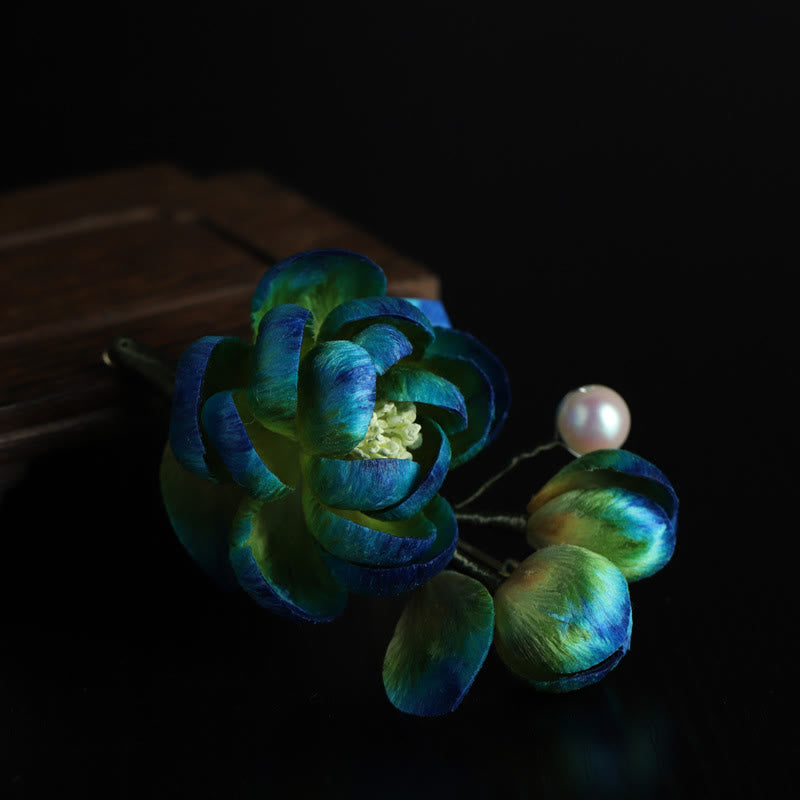 Buddha Stones Broche de protección con camelia de terciopelo de seda hecho a mano - image 7