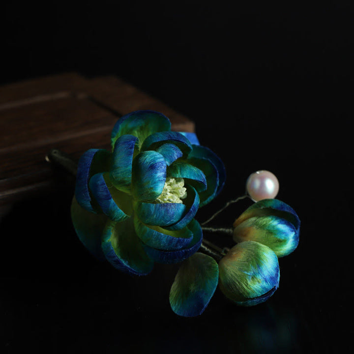 Buddha Stones Broche de protección con camelia de terciopelo de seda hecho a mano - image 7