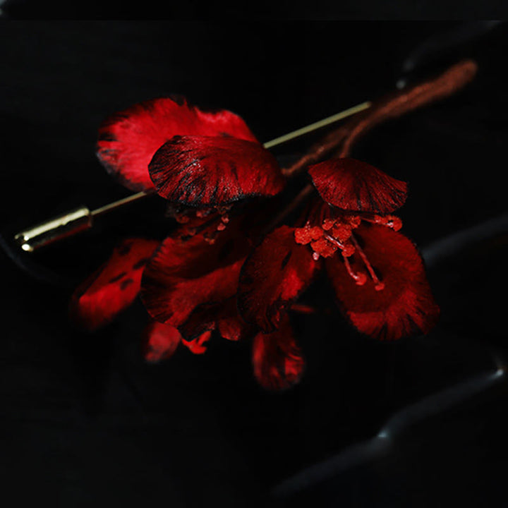 Buddha Stones Broche de bendición de flor de ciclamen y persicum, hecho a mano con arte de seda - image 6