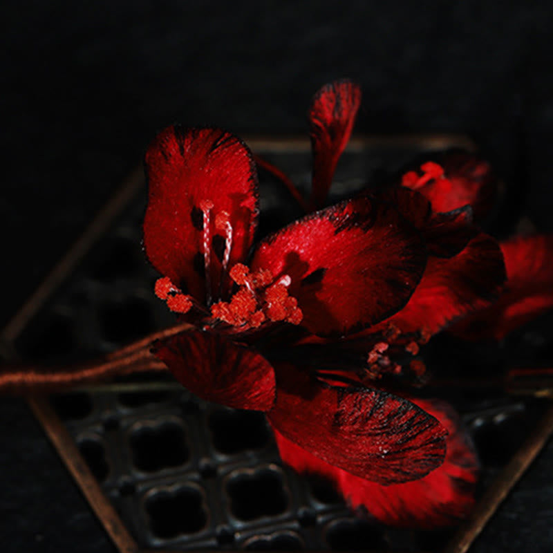 Buddha Stones Broche de bendición de flor de ciclamen y persicum, hecho a mano con arte de seda - image 2