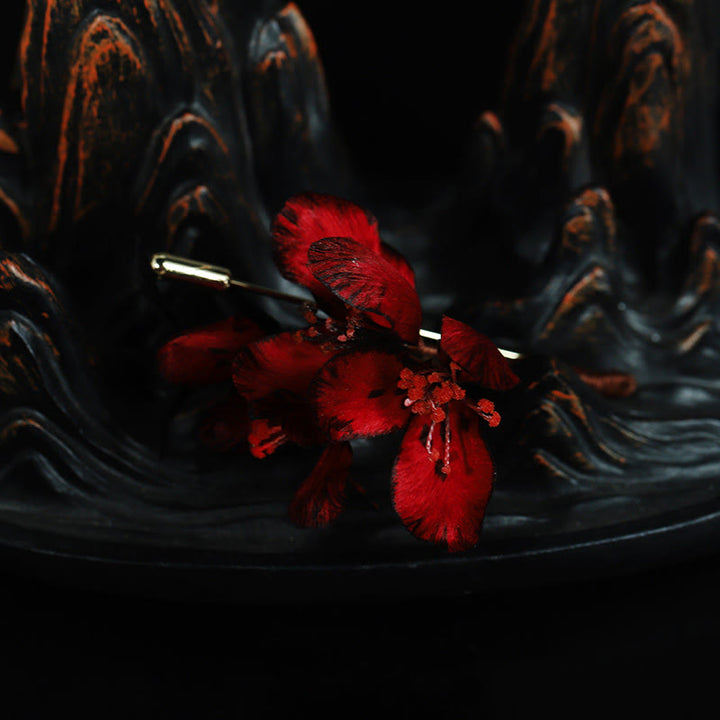 Buddha Stones Broche de bendición de flor de ciclamen y persicum, hecho a mano con arte de seda - image 4