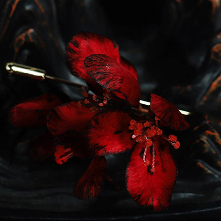 Buddha Stones Broche de bendición de flor de ciclamen y persicum, hecho a mano con arte de seda - image 3